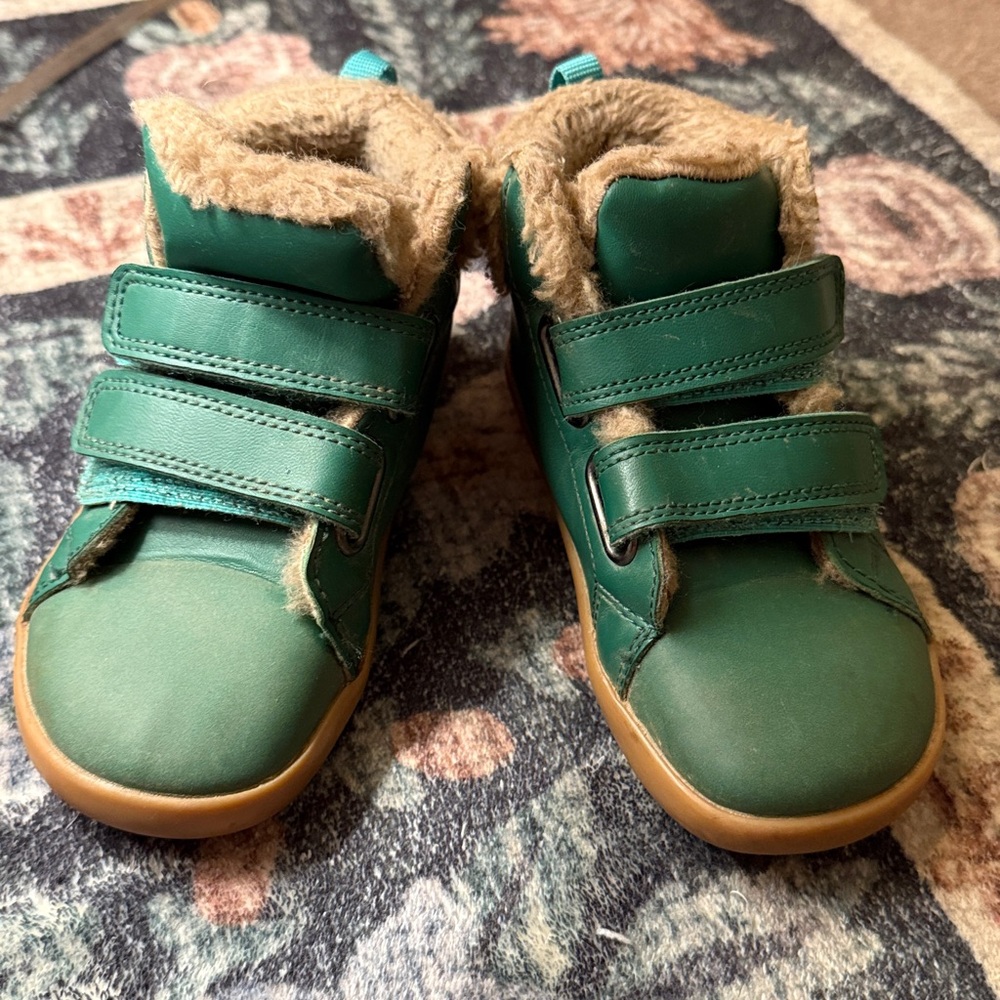 Green Fur-Lined Velcro Sneakers